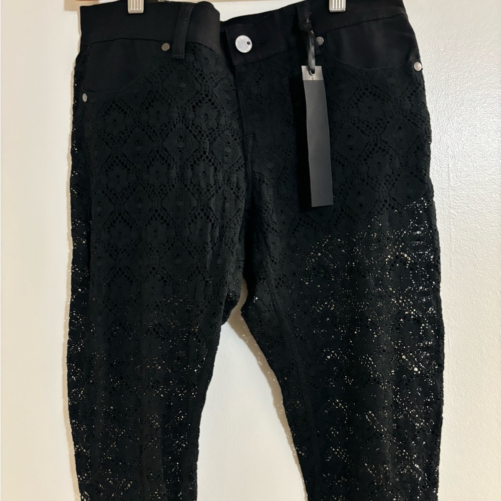 Black Crystal Black Lace skinny pants Size 7